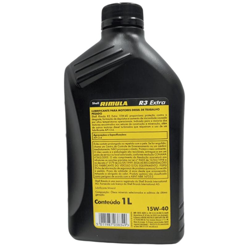 Óleo de Motor 15W40 Rimula R3 Extra Ci4 1 Litro - Shell